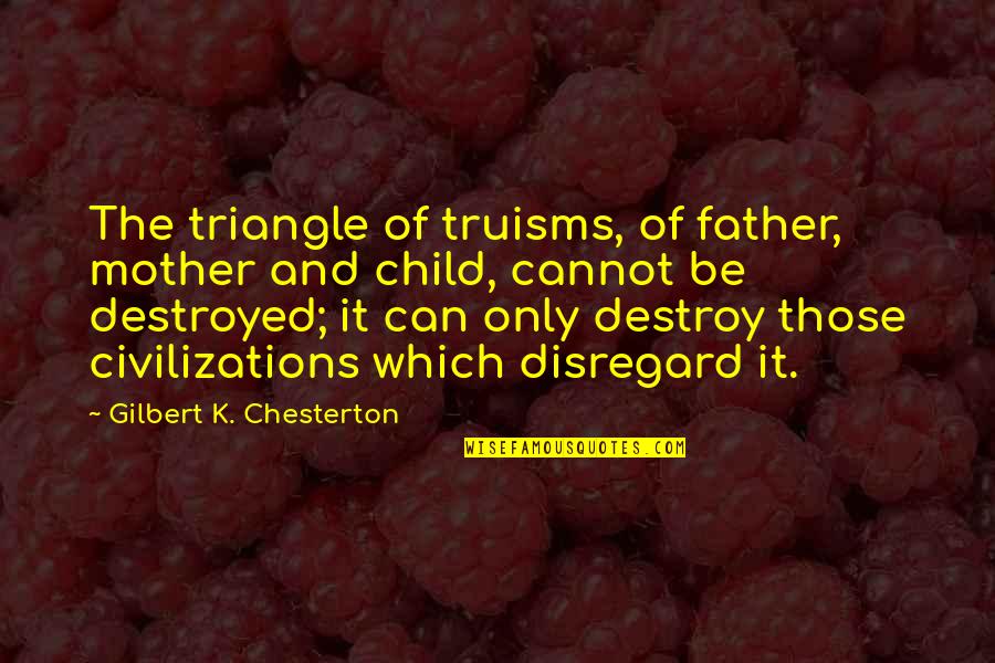 Desicomments Inspirational Quotes By Gilbert K. Chesterton: The triangle of truisms, of father, mother and