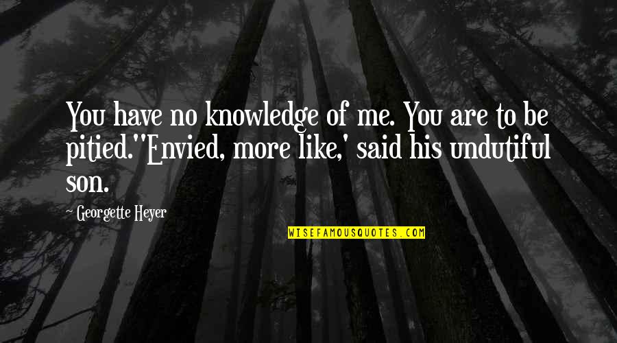 Desiderantes Meliorem Quotes By Georgette Heyer: You have no knowledge of me. You are Desiderantes Meliorem Quotes By Georgette Heyer: You have no knowledge of me. You are