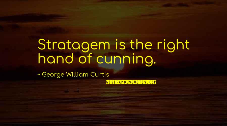 Desiderius Erasmus Roterodamus Quotes By George William Curtis: Stratagem is the right hand of cunning.