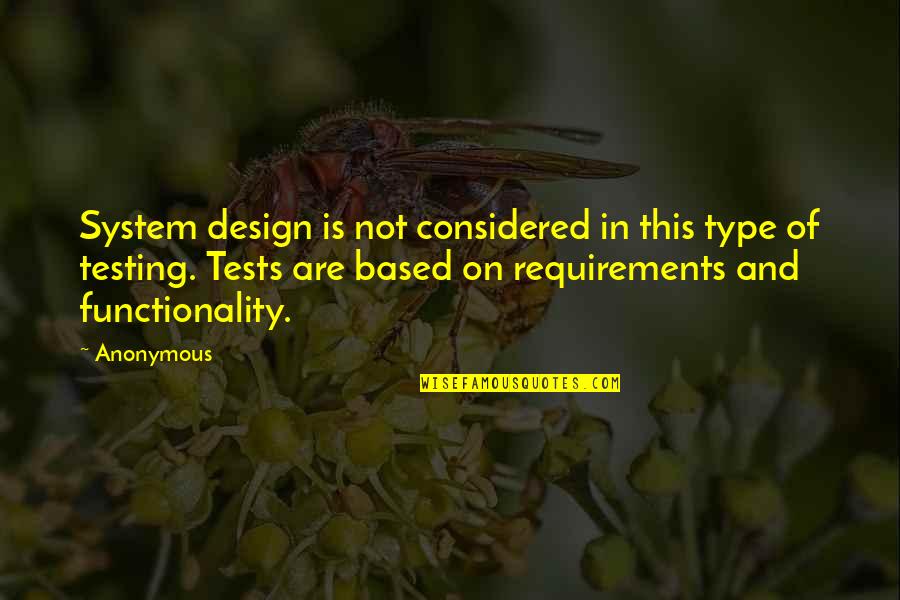 Design Functionality Quotes By Anonymous: System design is not considered in this type