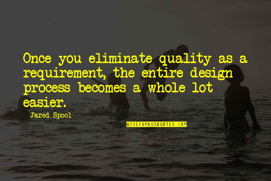 Design Process Quotes By Jared Spool: Once you eliminate quality as a requirement, the