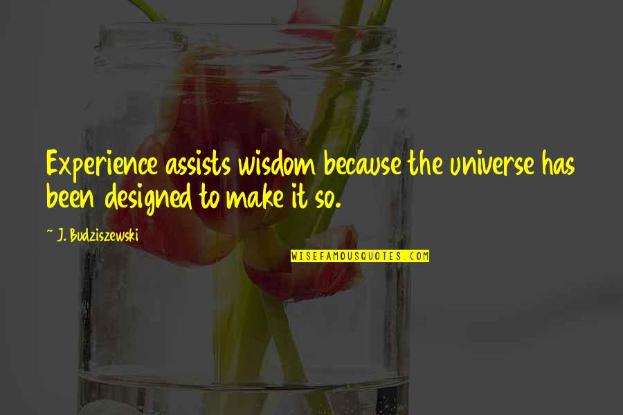 Designed Universe Quotes By J. Budziszewski: Experience assists wisdom because the universe has been