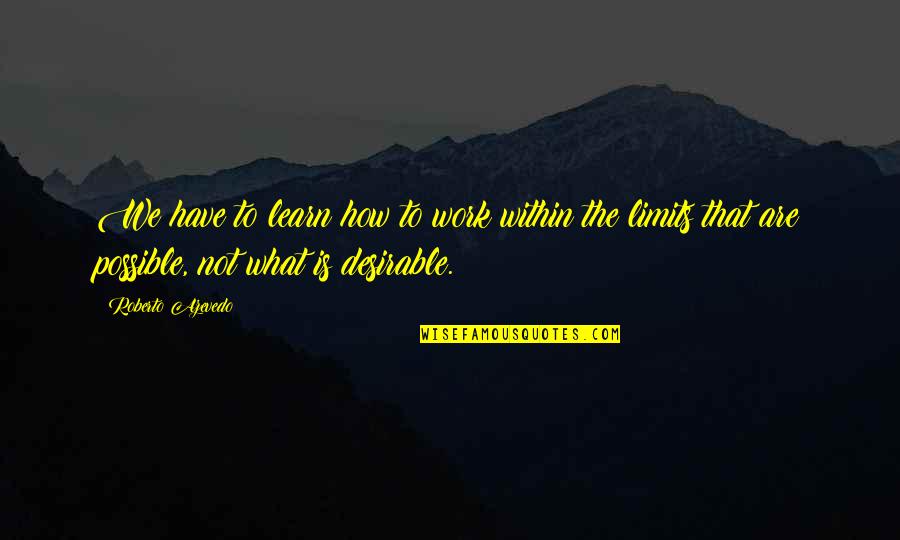 Desirable Quotes By Roberto Azevedo: We have to learn how to work within