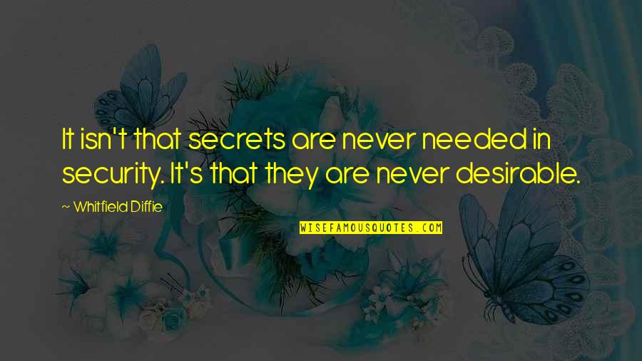 Desirable Quotes By Whitfield Diffie: It isn't that secrets are never needed in