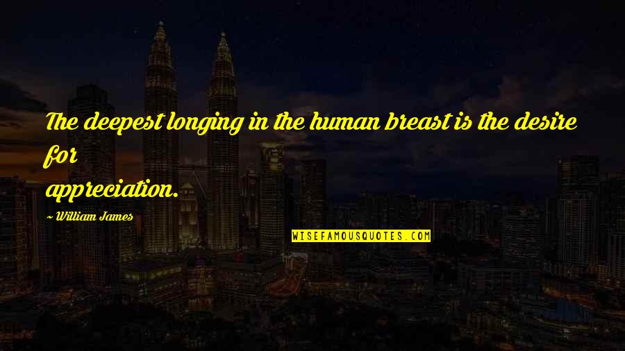 Desire And Longing Quotes By William James: The deepest longing in the human breast is