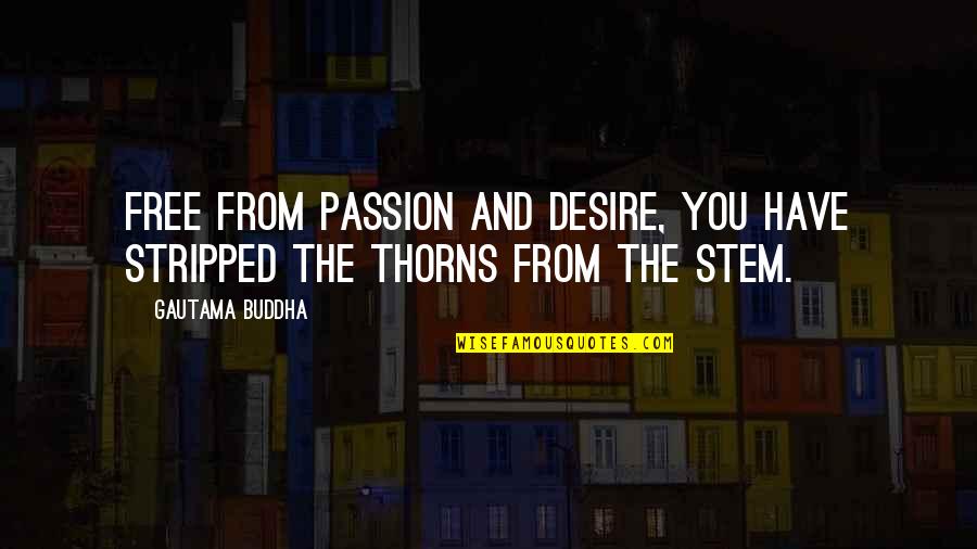 Desire And Passion Quotes By Gautama Buddha: Free from passion and desire, you have stripped