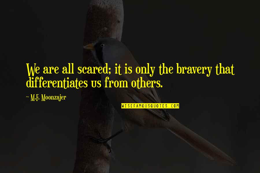 Desire Picture Quotes By M.F. Moonzajer: We are all scared; it is only the