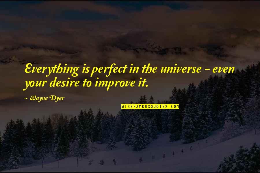 Desire To Improve Quotes By Wayne Dyer: Everything is perfect in the universe - even
