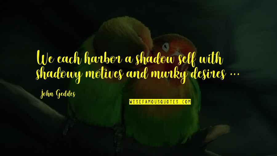 Desires Quotes By John Geddes: We each harbor a shadow self with shadowy