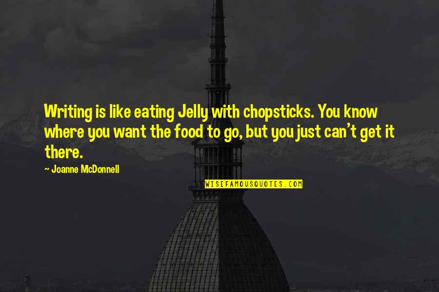 Deslealtad Quotes By Joanne McDonnell: Writing is like eating Jelly with chopsticks. You