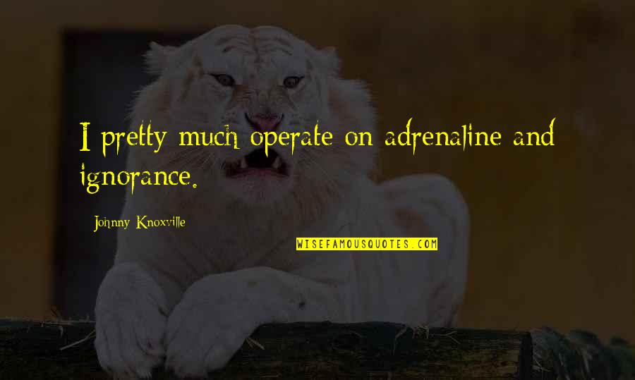 Deslumbramentos Quotes By Johnny Knoxville: I pretty much operate on adrenaline and ignorance. Deslumbramentos Quotes By Johnny Knoxville: I pretty much operate on adrenaline and ignorance.