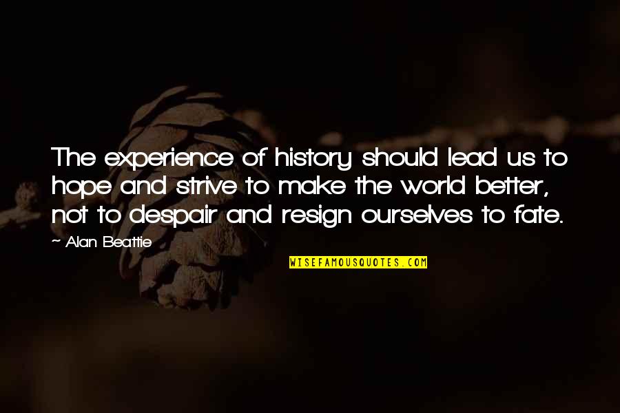 Despair In The World Quotes By Alan Beattie: The experience of history should lead us to
