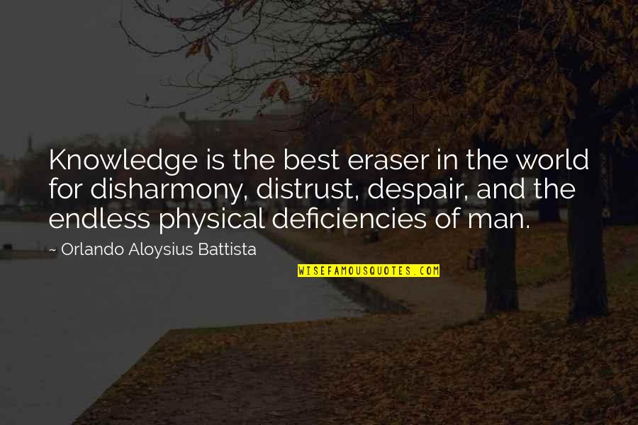 Despair In The World Quotes By Orlando Aloysius Battista: Knowledge is the best eraser in the world