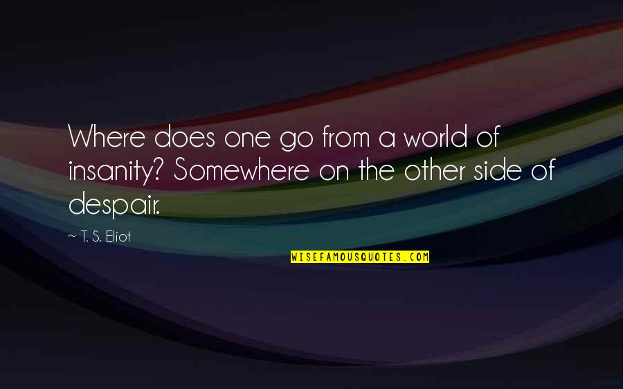 Despair In The World Quotes By T. S. Eliot: Where does one go from a world of