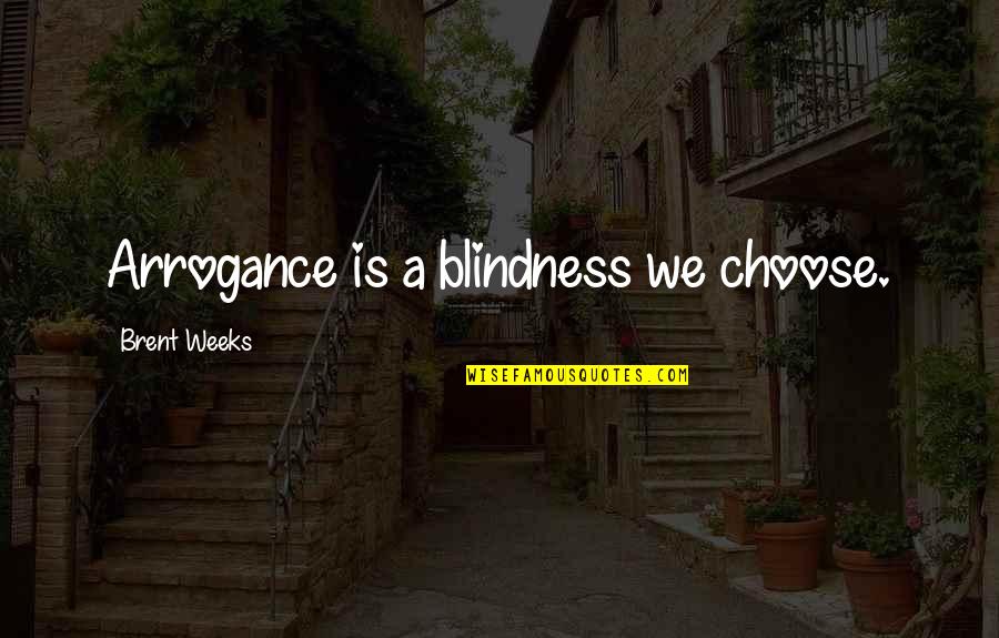 Despairing Video Quotes By Brent Weeks: Arrogance is a blindness we choose.