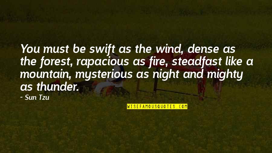 Despejado In Spanish Quotes By Sun Tzu: You must be swift as the wind, dense