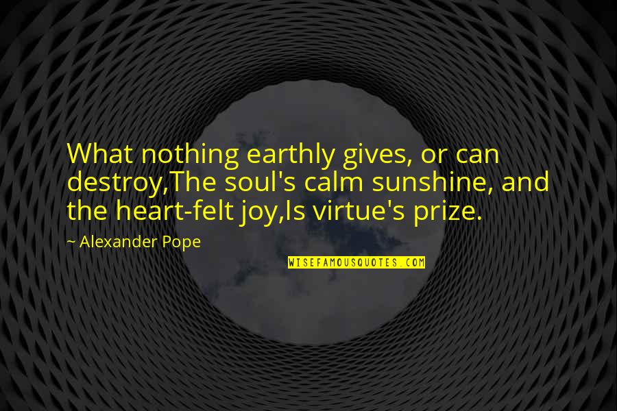 Despertandose Quotes By Alexander Pope: What nothing earthly gives, or can destroy,The soul's