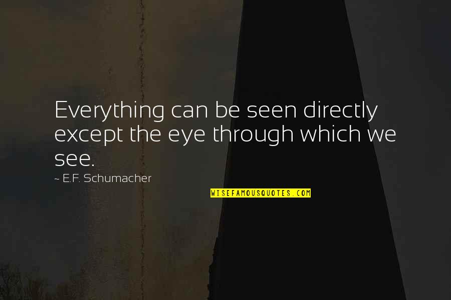 Despidiendo A Mama Quotes By E.F. Schumacher: Everything can be seen directly except the eye