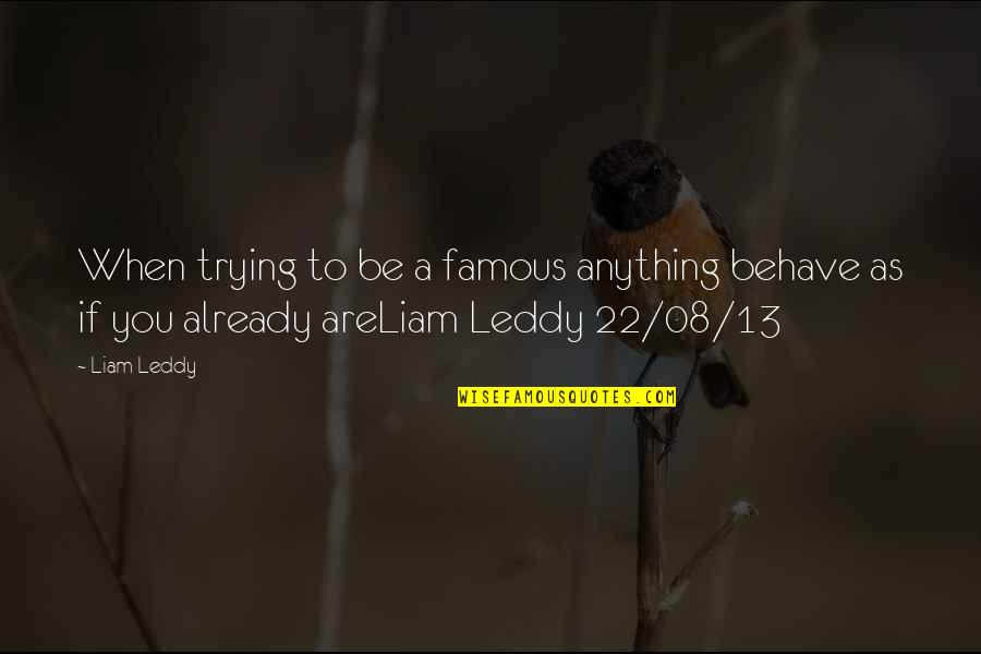 Dessence Cafe Quotes By Liam Leddy: When trying to be a famous anything behave