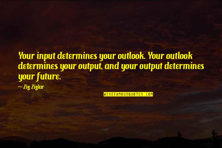 Dessert Related Quotes By Zig Ziglar: Your input determines your outlook. Your outlook determines Dessert Related Quotes By Zig Ziglar: Your input determines your outlook. Your outlook determines