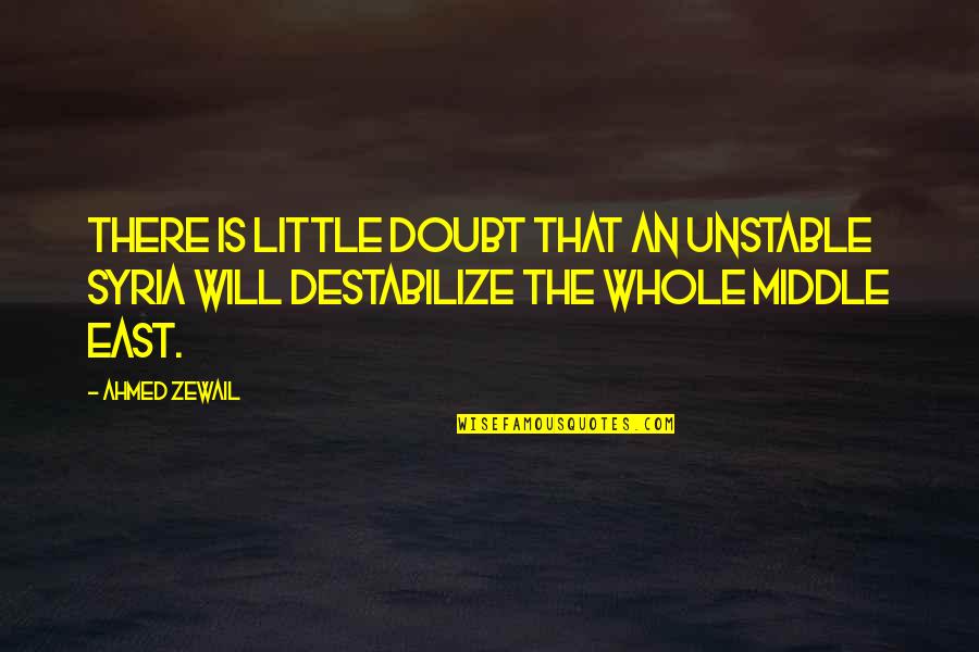 Destabilize Quotes By Ahmed Zewail: There is little doubt that an unstable Syria