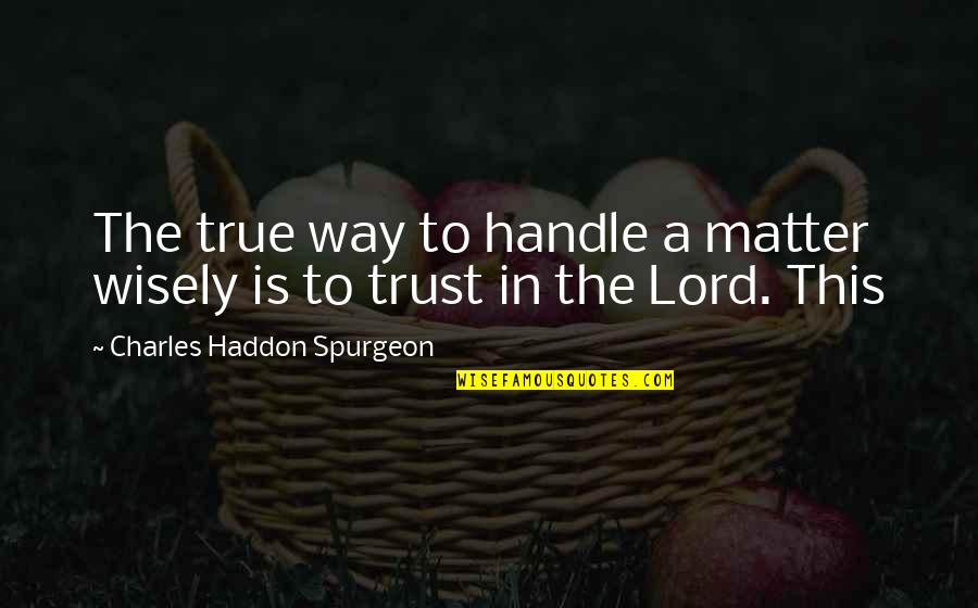 Destellos Un Quotes By Charles Haddon Spurgeon: The true way to handle a matter wisely Destellos Un Quotes By Charles Haddon Spurgeon: The true way to handle a matter wisely