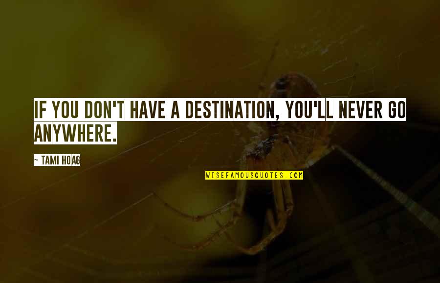 Destination Anywhere Quotes By Tami Hoag: If you don't have a destination, you'll never