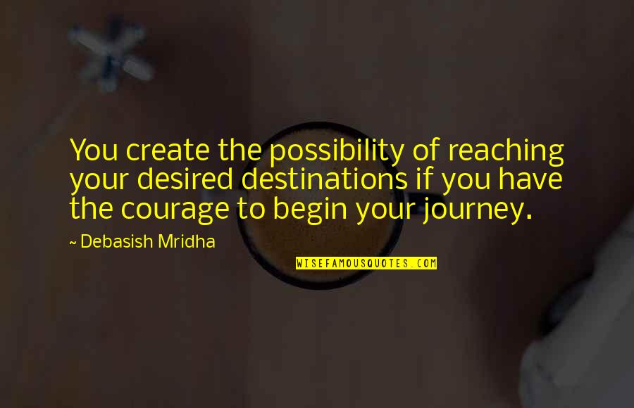 Destination Quotes Quotes By Debasish Mridha: You create the possibility of reaching your desired