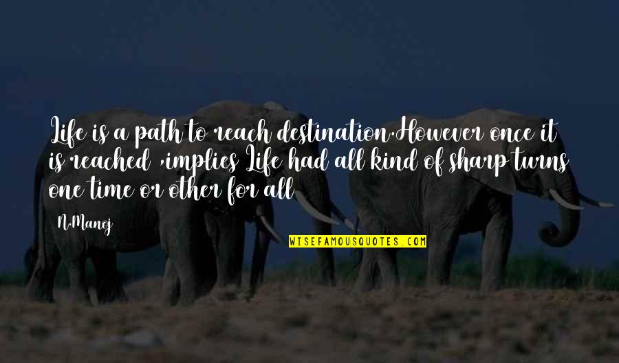Destination Quotes Quotes By N.Manoj: Life is a path to reach destination.However once