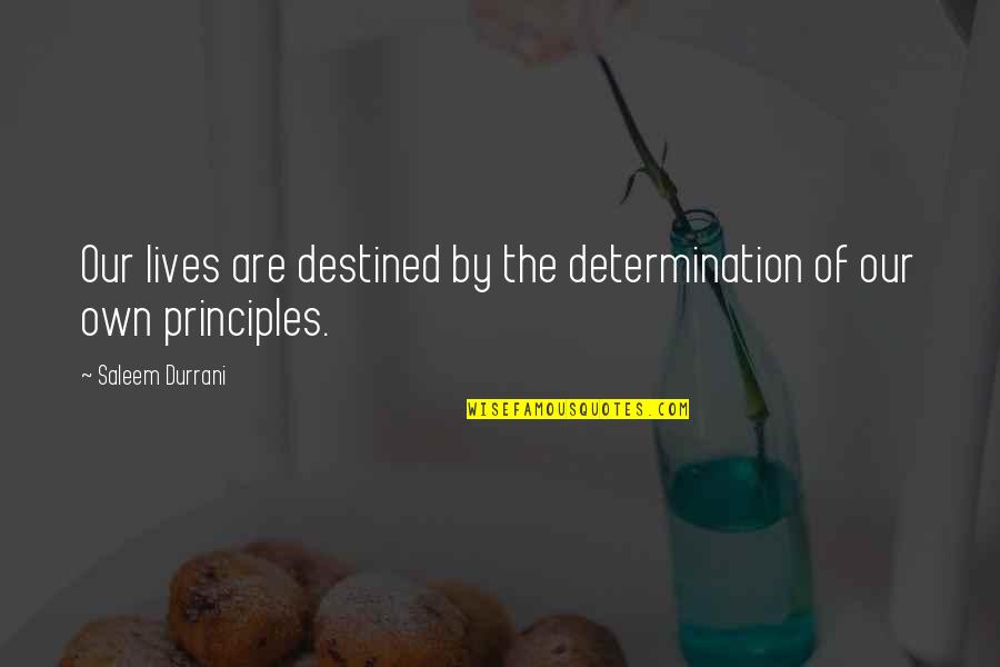 Destined Life Quotes By Saleem Durrani: Our lives are destined by the determination of