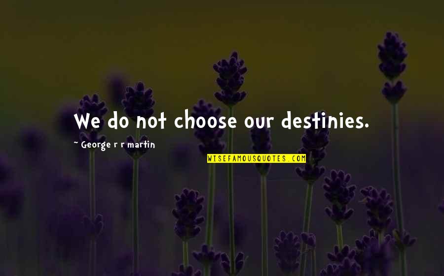 Destinies Quotes By George R R Martin: We do not choose our destinies.