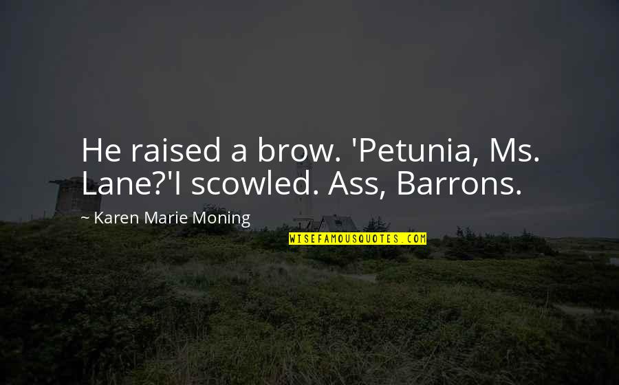 Destiny And Karma Quotes By Karen Marie Moning: He raised a brow. 'Petunia, Ms. Lane?'I scowled.