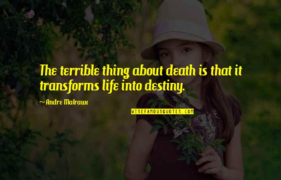 Destiny And Life Quotes By Andre Malraux: The terrible thing about death is that it