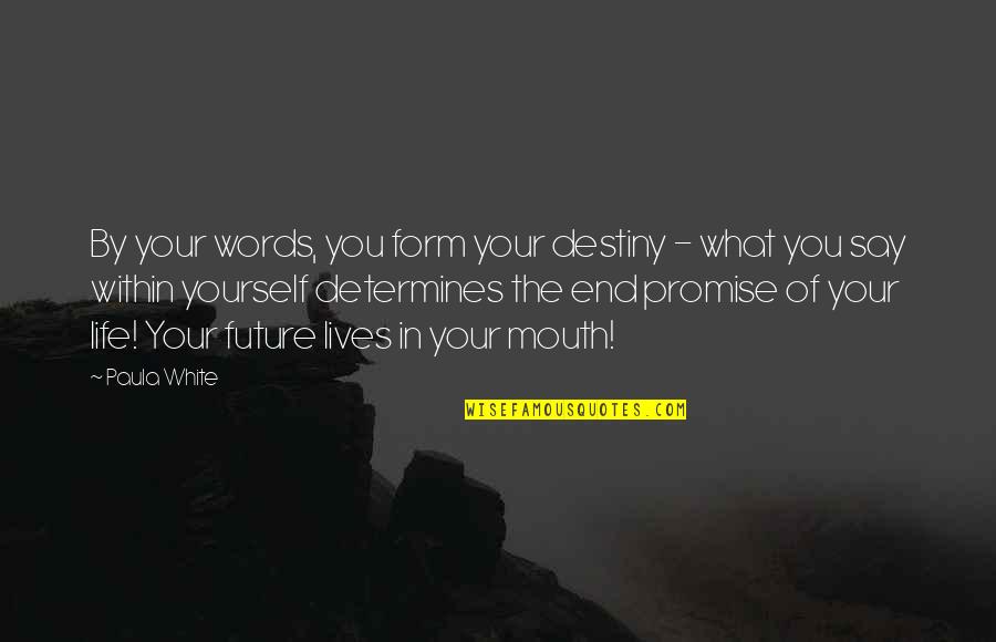 Destiny In Life Quotes By Paula White: By your words, you form your destiny -