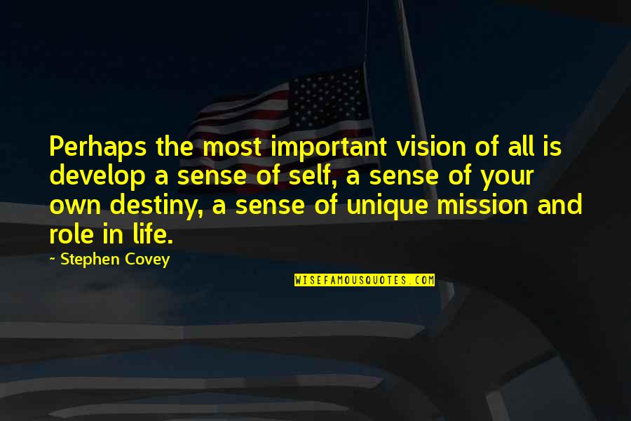 Destiny In Life Quotes By Stephen Covey: Perhaps the most important vision of all is