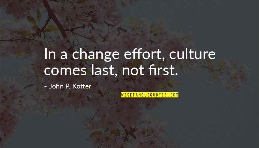 Destiny The Stranger Quotes By John P. Kotter: In a change effort, culture comes last, not