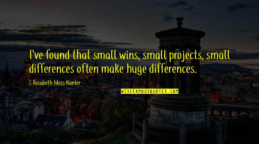 Destiny Toys Quotes By Rosabeth Moss Kanter: I've found that small wins, small projects, small