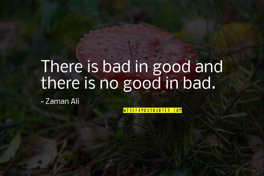 Destorm Power Quotes By Zaman Ali: There is bad in good and there is