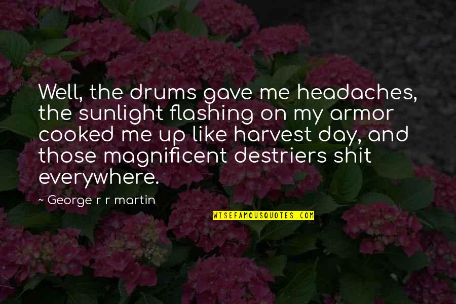 Destriers Quotes By George R R Martin: Well, the drums gave me headaches, the sunlight Destriers Quotes By George R R Martin: Well, the drums gave me headaches, the sunlight