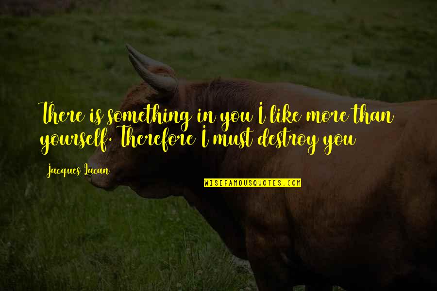 Destroy Yourself Quotes By Jacques Lacan: There is something in you I like more