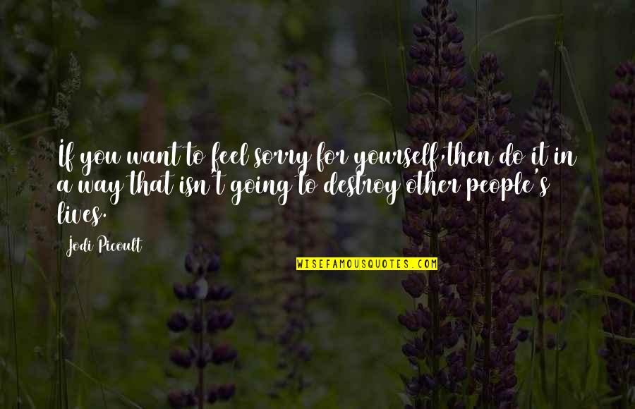 Destroy Yourself Quotes By Jodi Picoult: If you want to feel sorry for yourself,then