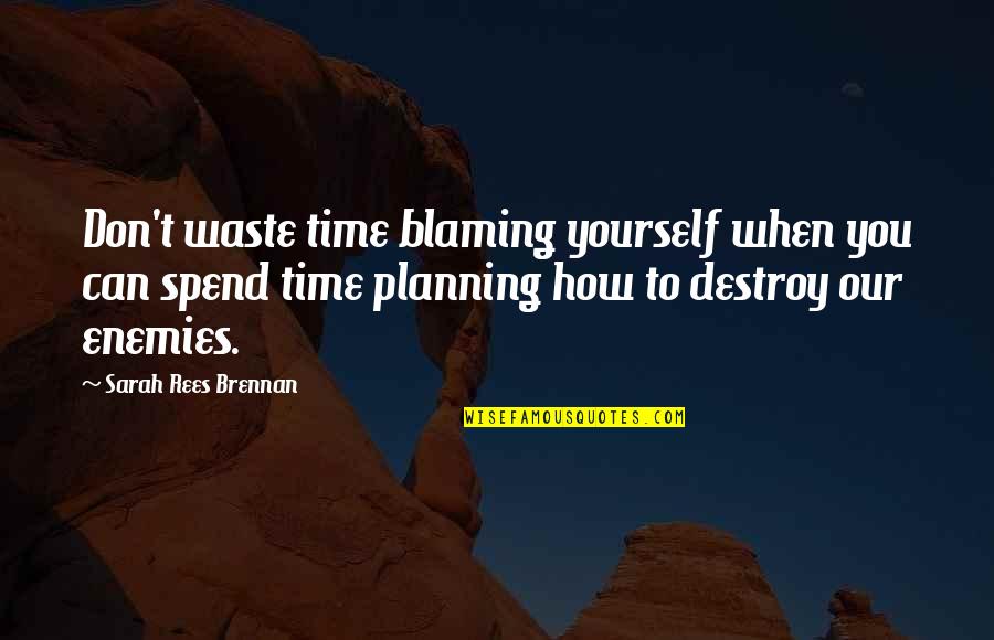 Destroy Yourself Quotes By Sarah Rees Brennan: Don't waste time blaming yourself when you can