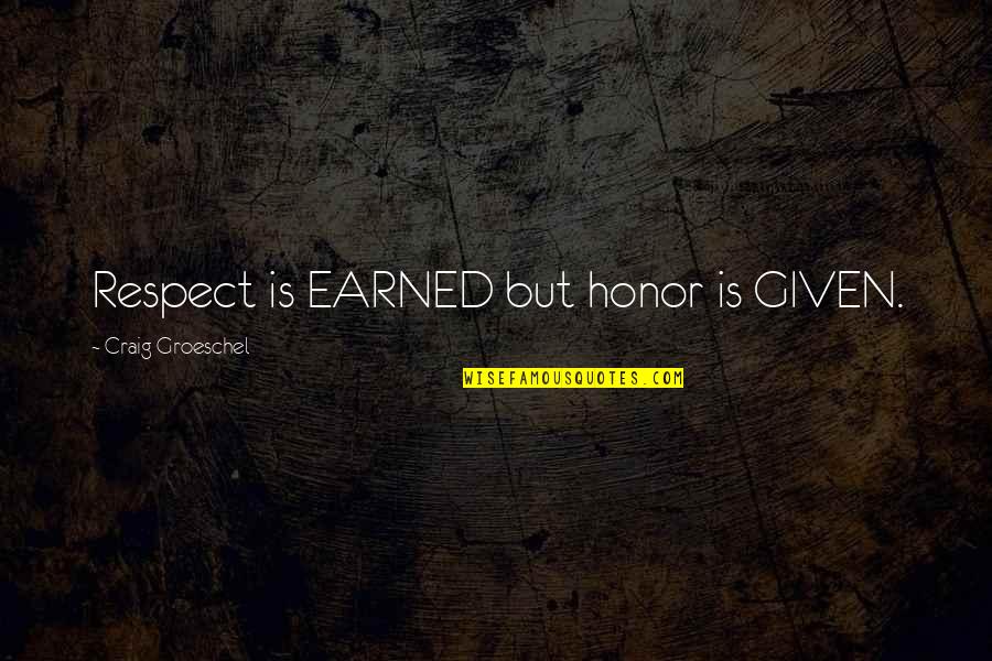 Destroyed Nature Quotes By Craig Groeschel: Respect is EARNED but honor is GIVEN.