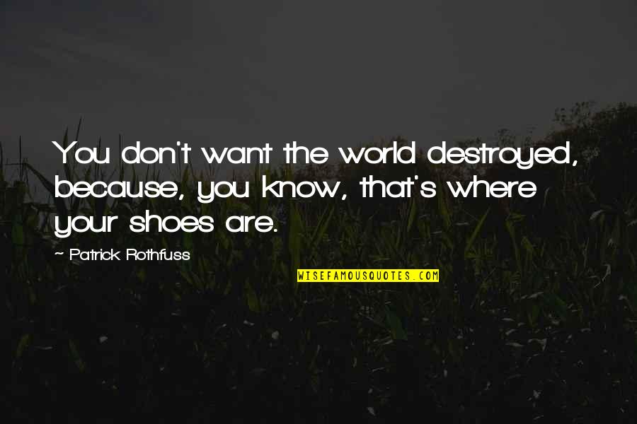 Destroyed Quotes By Patrick Rothfuss: You don't want the world destroyed, because, you