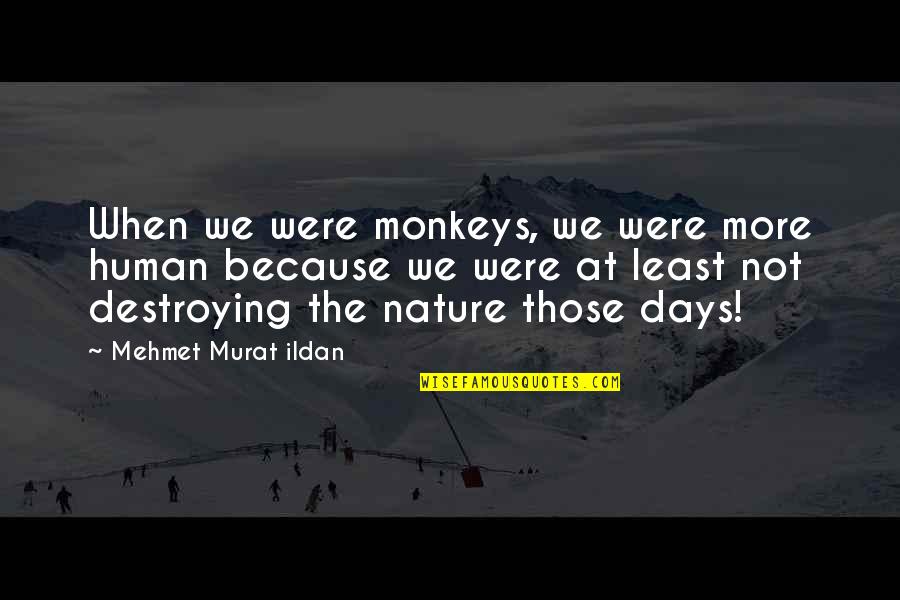 Destroying Nature Quotes By Mehmet Murat Ildan: When we were monkeys, we were more human