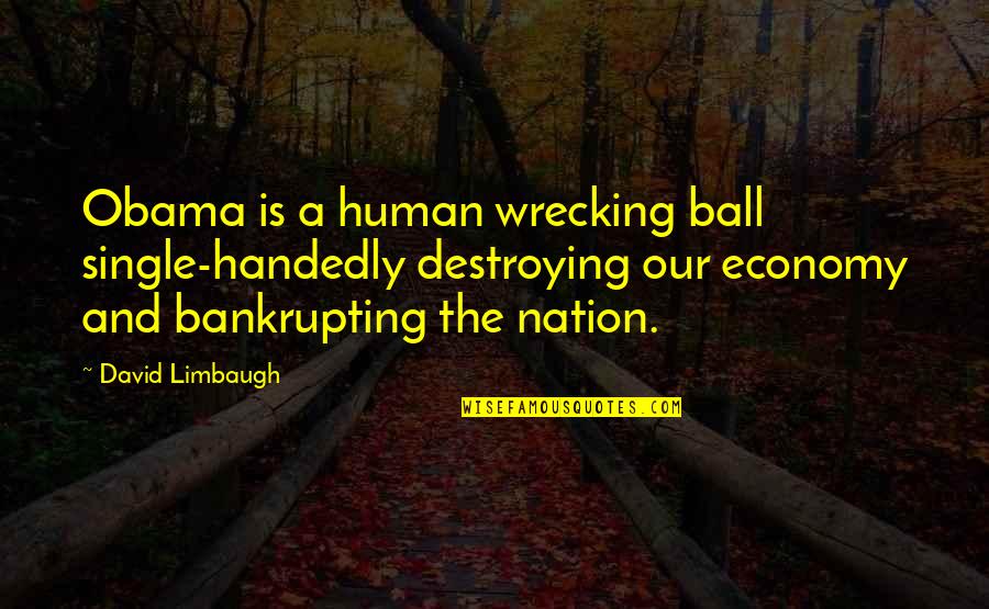 Destroying Quotes By David Limbaugh: Obama is a human wrecking ball single-handedly destroying