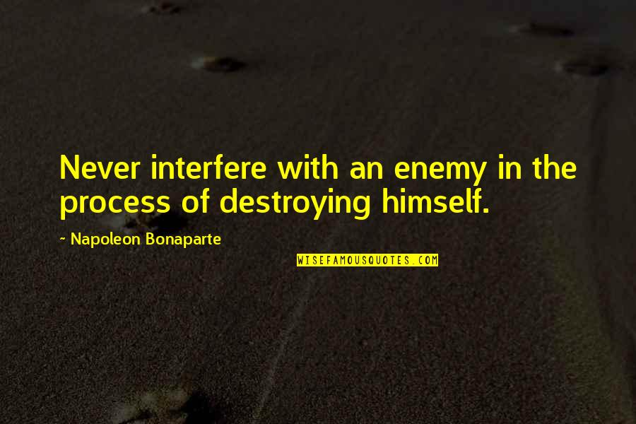 Destroying Quotes By Napoleon Bonaparte: Never interfere with an enemy in the process