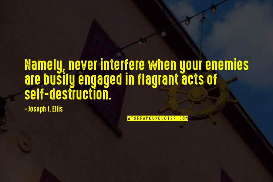 Destruction Of Quotes By Joseph J. Ellis: Namely, never interfere when your enemies are busily