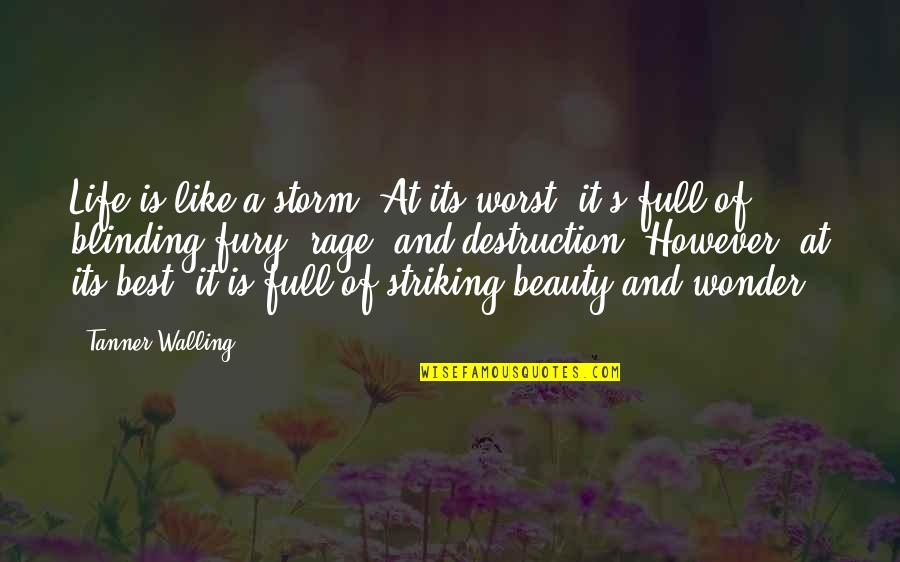 Destruction Of Quotes By Tanner Walling: Life is like a storm. At its worst,