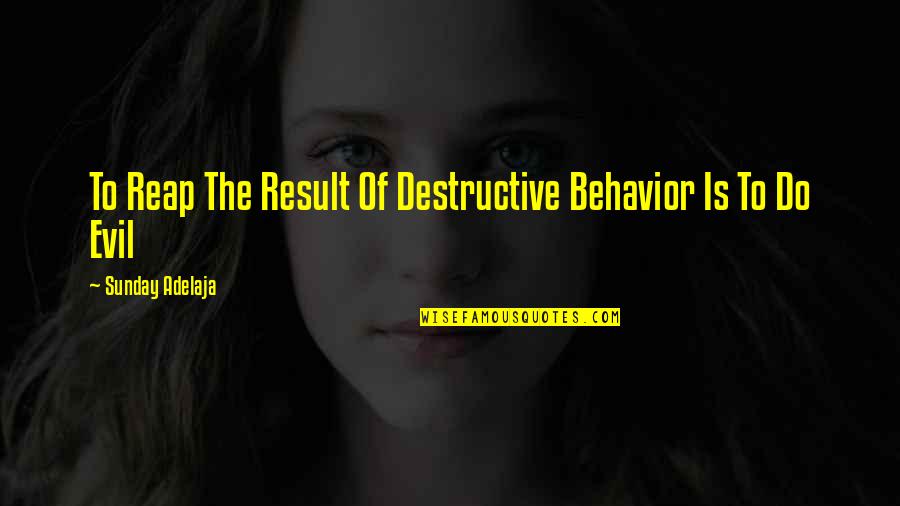 Destructive Behavior Quotes By Sunday Adelaja: To Reap The Result Of Destructive Behavior Is